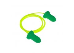 GREEN foam ear plug w/cord