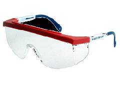 blue,white,red safety glass